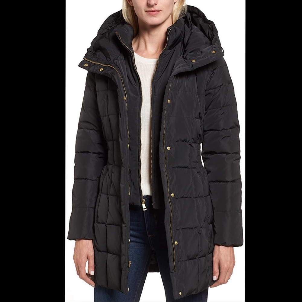 🔥🔥🔥NEW Cole Haan Hooded Black Down Puffer Coat Jacket - Picture 2 of 16